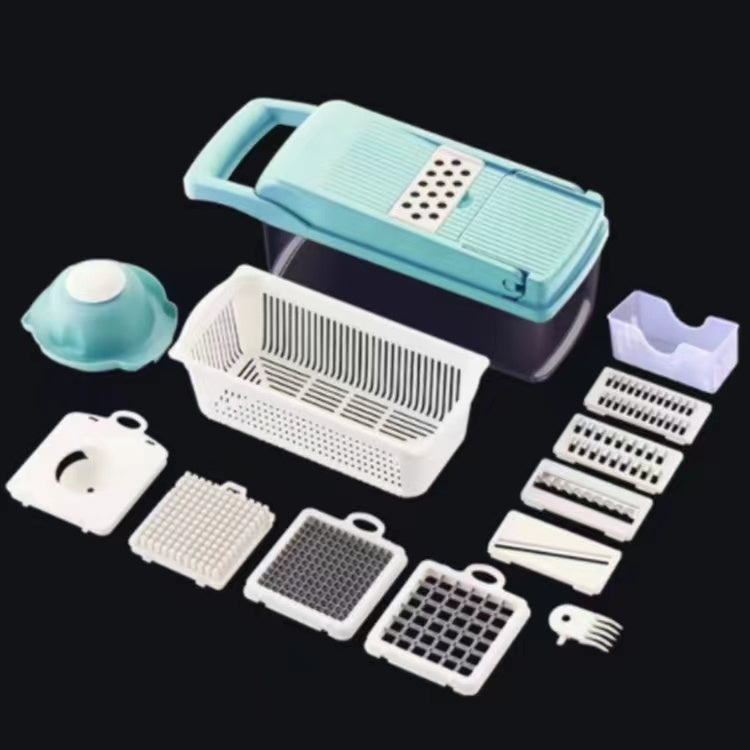 12 In 1 Manual Vegetable Chopper Kitchen Blue With White 4