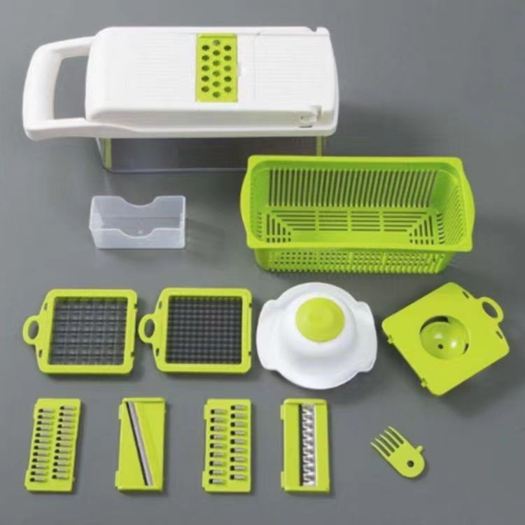 12 In 1 Manual Vegetable Chopper Kitchen Green With White 4